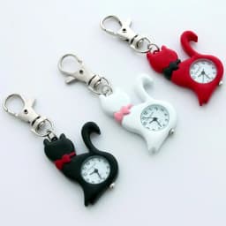 Dropshipping Fashion Colors Lovely Pet Cat Pocket Watch Keychain Watch Key Ring Clip Pendant Quartz Watches GL58K
