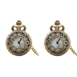 Small Vintage Bronze Steampunk Gear Carved Trumpet Quartz Pocket Watch Necklace Pendant Clock Chain Men Women Chain Gift