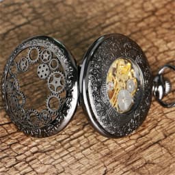 Steampunk Vintage Mechanical Pocket Watch Transparent Hollow Gearwheel Design Men's Hand Winding Pendant Chain Pocket Clock Male