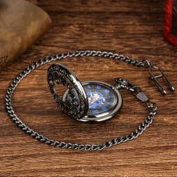 Steampunk Vintage Mechanical Pocket Watch Transparent Hollow Gearwheel Design Men's Hand Winding Pendant Chain Pocket Clock Male