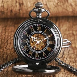 Steampunk Vintage Mechanical Pocket Watch Transparent Hollow Gearwheel Design Men's Hand Winding Pendant Chain Pocket Clock Male