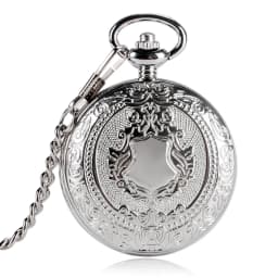 Vintage Elegant Silver Manual Mechanical Pocket Watch Men's Fob Chain Arabic Numerals Dial Pendant Pocket Clock Retro Gift Male