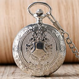 Vintage Elegant Silver Manual Mechanical Pocket Watch Men's Fob Chain Arabic Numerals Dial Pendant Pocket Clock Retro Gift Male