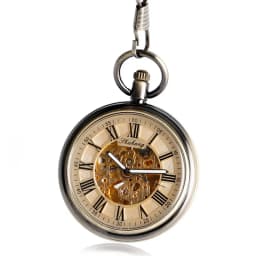 SHUHANG Pocket Watches with Fob Chain Luxury Antique Style Auto Mechanical Nursing Clock Self Winding Pendant Relogio De Bolso