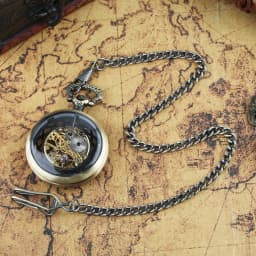 Transparent Bronze/Black Skeleton Manual Mechanical Pocket Watches with Hanging Chain Hand Winding Pendant Pocket Timepiece