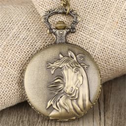 New Hot Vintage Horse Pattern Quartz Large Necklace Pocket Watch Digital Face Dial Cheap Gift