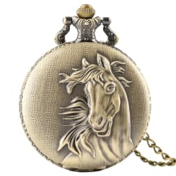 New Hot Vintage Horse Pattern Quartz Large Necklace Pocket Watch Digital Face Dial Cheap Gift