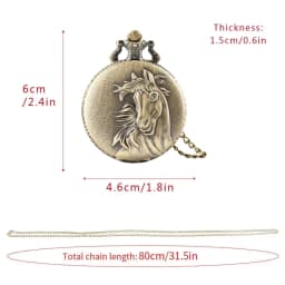 New Hot Vintage Horse Pattern Quartz Large Necklace Pocket Watch Digital Face Dial Cheap Gift