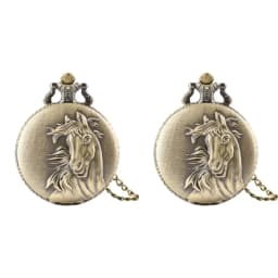 New Hot Vintage Horse Pattern Quartz Large Necklace Pocket Watch Digital Face Dial Cheap Gift