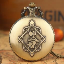 Retro Bronze Alice Pocket Watch Poker Carousel Accessory Arabic Numerals Quartz Necklace Pendant Creative Gift for Girl Women