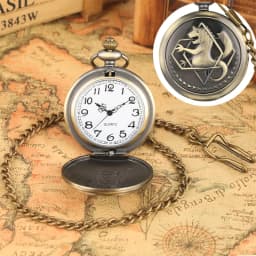 Antique Fullmetal Alchemist Quartz Anime Pocket Watch Cosplay Edward Elric Clock Design Pendant Necklace Chain Vintage Chain