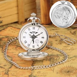 Antique Fullmetal Alchemist Quartz Anime Pocket Watch Cosplay Edward Elric Clock Design Pendant Necklace Chain Vintage Chain