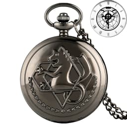 Antique Fullmetal Alchemist Quartz Anime Pocket Watch Cosplay Edward Elric Clock Design Pendant Necklace Chain Vintage Chain