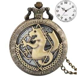 Antique Fullmetal Alchemist Quartz Anime Pocket Watch Cosplay Edward Elric Clock Design Pendant Necklace Chain Vintage Chain