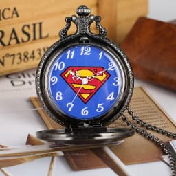 Top Fashion Super "S" Steampunk Quartz Pocket Watch with Blue Dial FOB Chain Bronze Antique FOB Watch Super Gifts for Men Women