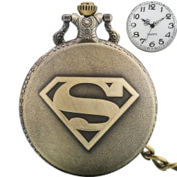 Top Fashion Super "S" Steampunk Quartz Pocket Watch with Blue Dial FOB Chain Bronze Antique FOB Watch Super Gifts for Men Women
