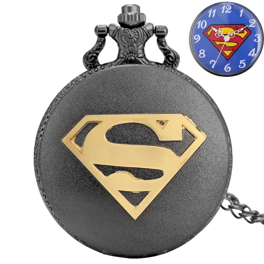Top Fashion Super "S" Steampunk Quartz Pocket Watch with Blue Dial FOB Chain Bronze Antique FOB Watch Super Gifts for Men Women
