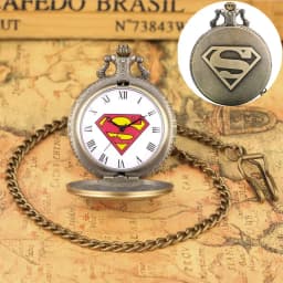 Top Fashion Super "S" Steampunk Quartz Pocket Watch with Blue Dial FOB Chain Bronze Antique FOB Watch Super Gifts for Men Women