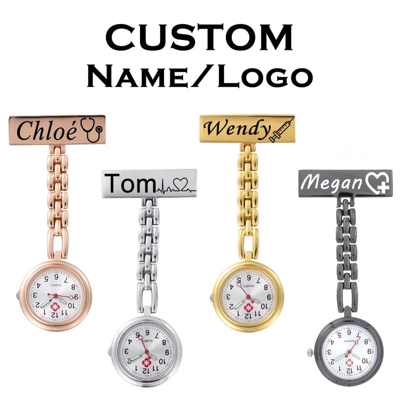 Personalized Customized Your Name LOGO High Quality Metal Lapel Pin Brooch Doctor Watch Pocket Fob Chest Nurse Watch