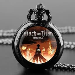 Attack on Titan Design Glass Dome Chain Pocket Watch Kids Necklace Pendant Clock Gift Women Men Reloj De Bolsillo
