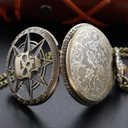Street Western Cowboy Trendy Cool Skull Quartz Pocket Watch Retro Fashion Men's and Women's Necklace Accessories Student Clock