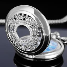 Pocket Watch Hollow Blue Starry Sky Dial Roman Numerals Quartz Pocket Watches with Necklace Christmas Birthday Gifts