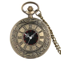 Retro Bronze Hollow Flip Quartz Pocket Watch Roman Numerals Gold Dial Watch Fashionable and Nice Chain Pendant Necklace Gifts