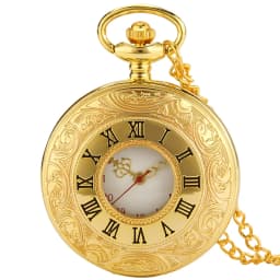 Retro Bronze Hollow Flip Quartz Pocket Watch Roman Numerals Gold Dial Watch Fashionable and Nice Chain Pendant Necklace Gifts