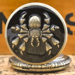 Steampunk Vintage Bronze Animal Spider Quartz Pocket Watch Necklace Pendant Clock Chain Men Women Chain Gift
