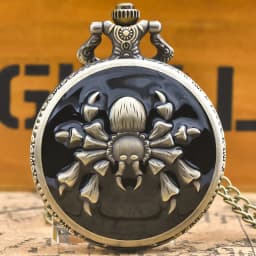 Steampunk Vintage Bronze Animal Spider Quartz Pocket Watch Necklace Pendant Clock Chain Men Women Chain Gift