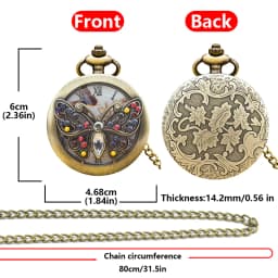 Retro Bronze Steampunk Butterfly Hollowed-Out Engraved Quartz Pocket Watch Necklace Pendant Clock Chain Men And Women Chain Gift