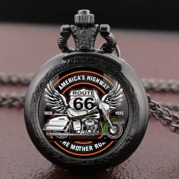 Motorcycle Dome Glass Pocket Watch Arabic Numerals Dial Vintage Women Necklace Pendant Clock Men's Watches Relojes De Bolsillo