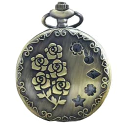 Vintage Bronze Steampunk Rose Carving Quartz Pocket Watch Necklace Pendant Clock Chain Men's and Women's Gift