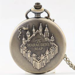 Vintage Castle Embossed Marauder Map Pocket Watch with Bronze Chain - A Timeless Accessory!