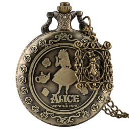 Retro Bronze Dream Women Watch Rabbit Poker Carousel Accessory Quartz Pocket Watch Chain Necklace Pendant for Girl Women