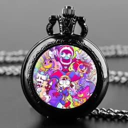 The Amazing Digital Circus Dome Quartz Pocket Watch Vintage Men Women Necklace Pendant Creative Clock Gifts Reloj De Bolsillo