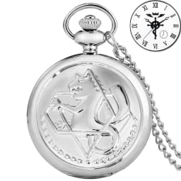 Simple Fullmetal Alchemist Quartz Silver Pocket Watch Edward Elric Anime Clock Design Pendant Cosplay Fans Necklace Chain Gifts