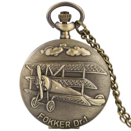 Vintage Sailplane Pattern Bronze Quartz Pendant Fob Pocket Watch With Necklace Chain Gift For Men Women