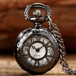 Lovely Mini Necklace Pocket Watch Quartz Arabic Numerals Dial Pendant Chain Antique Tiny Clock Gifts for Kids Women