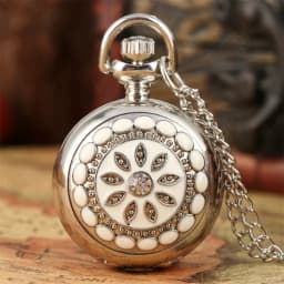 Lovely Mini Necklace Pocket Watch Quartz Arabic Numerals Dial Pendant Chain Antique Tiny Clock Gifts for Kids Women