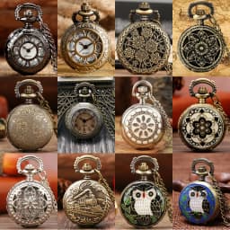 Lovely Mini Necklace Pocket Watch Quartz Arabic Numerals Dial Pendant Chain Antique Tiny Clock Gifts for Kids Women