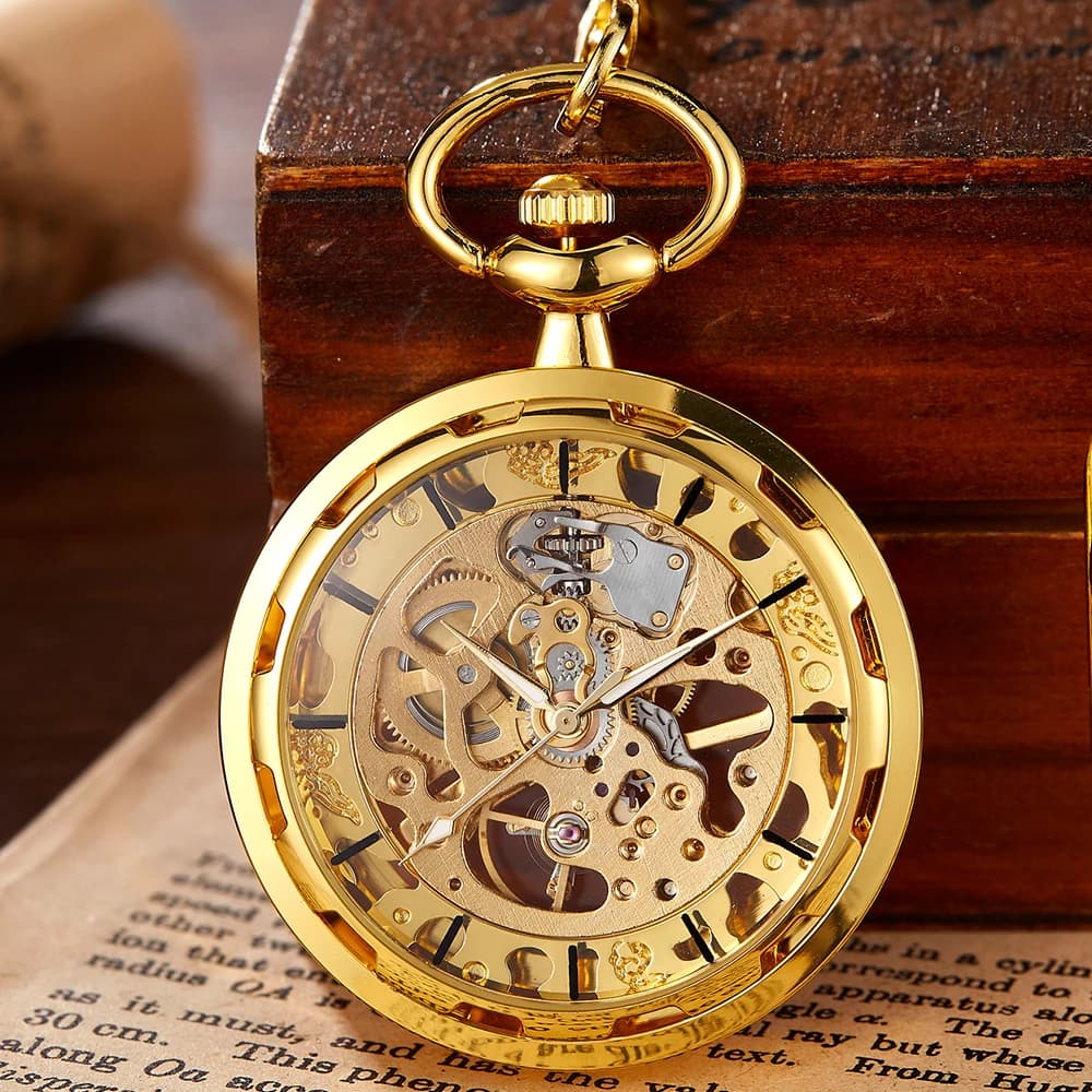 Copper Steampunk Vintage Pocket Watch Necklace Pendant Hollow pocket fob watches Men Women Hollow Gear relojes de bolsillo