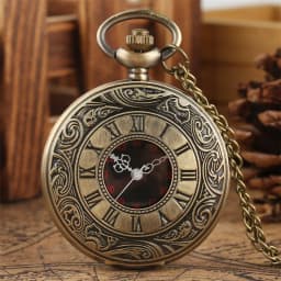 Antique Retro Roman Numeral Display Quartz Pocket Watch Fashion Silver Gold Necklace Pendant Clock Christmas Gifts for Men Women