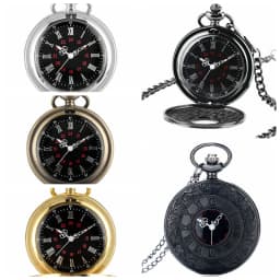 Antique Retro Roman Numeral Display Quartz Pocket Watch Fashion Silver Gold Necklace Pendant Clock Christmas Gifts for Men Women