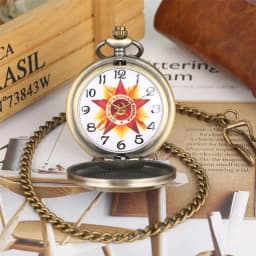 Bronze 1941-1945 Russian Communist Hammer And Sickle Symbol Antique Quartz Pocket Watch Collection Pendant Clock Gifts