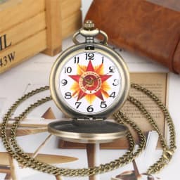 Bronze 1941-1945 Russian Communist Hammer And Sickle Symbol Antique Quartz Pocket Watch Collection Pendant Clock Gifts