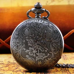 Famous Movie Pattern Carved Roman Numerals Quartz Pocket Watch Necklace Pendant Gifts For Man with Fob Chain