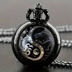 Retro Golden And Silvery Double Dragon Quartz Pocket Watch