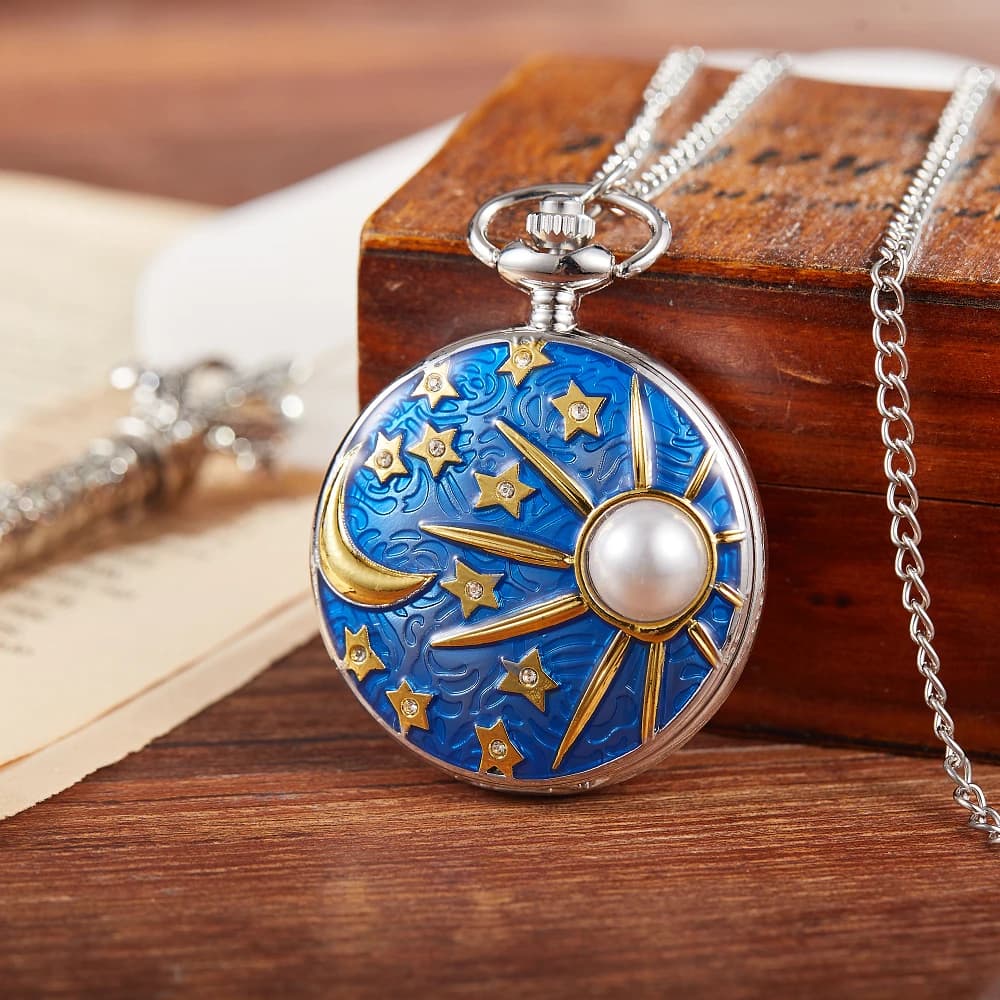 Retro Men Pocket Watch College Windy Day Moon Stars Personality Appearance Women Pocket Watch Children Quartz Pocket Watch