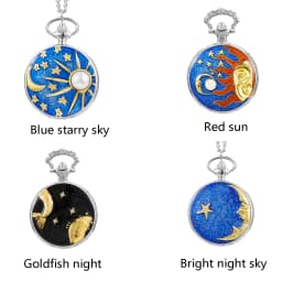 Retro Men Pocket Watch College Windy Day Moon Stars Personality Appearance Women Pocket Watch Children Quartz Pocket Watch